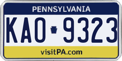 PA license plate KAO9323