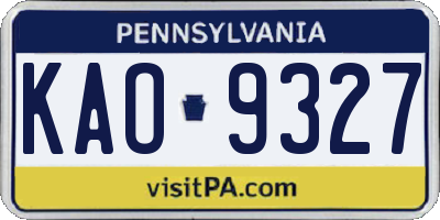 PA license plate KAO9327