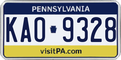 PA license plate KAO9328