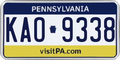 PA license plate KAO9338