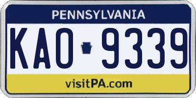 PA license plate KAO9339