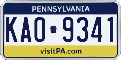 PA license plate KAO9341