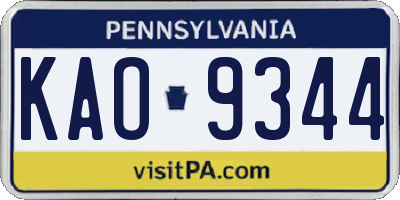 PA license plate KAO9344