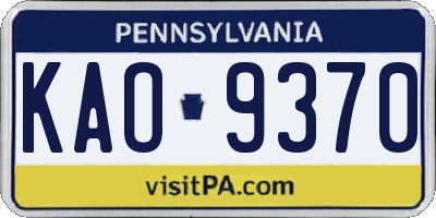 PA license plate KAO9370