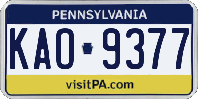 PA license plate KAO9377