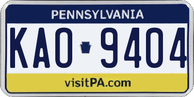PA license plate KAO9404