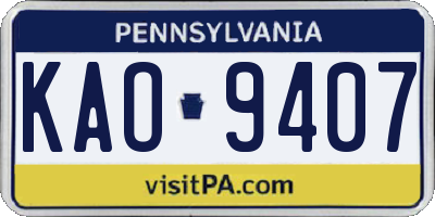 PA license plate KAO9407
