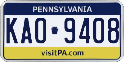 PA license plate KAO9408
