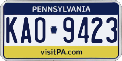 PA license plate KAO9423