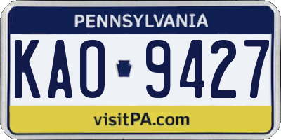 PA license plate KAO9427