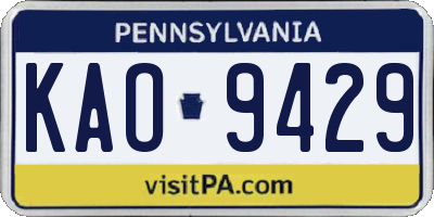 PA license plate KAO9429
