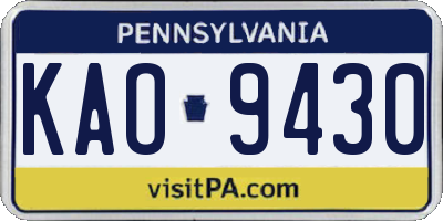 PA license plate KAO9430