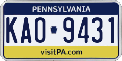 PA license plate KAO9431