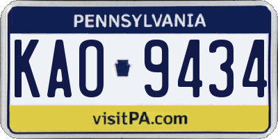 PA license plate KAO9434