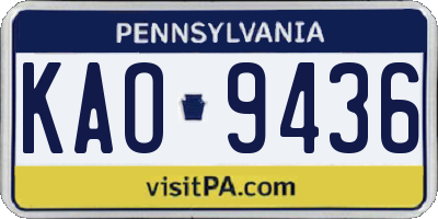 PA license plate KAO9436