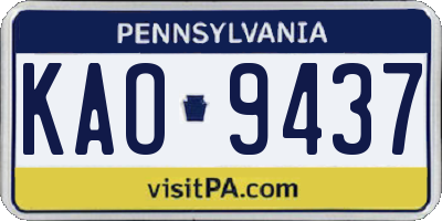 PA license plate KAO9437