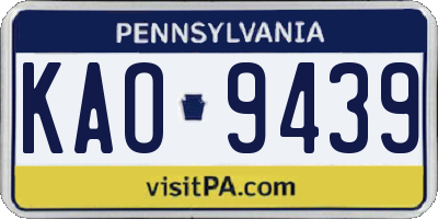 PA license plate KAO9439