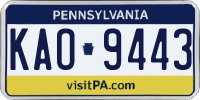 PA license plate KAO9443