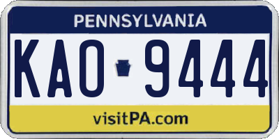 PA license plate KAO9444