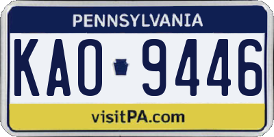 PA license plate KAO9446