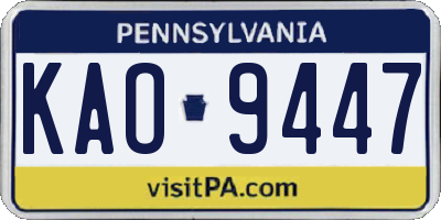PA license plate KAO9447