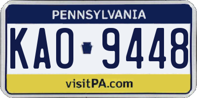 PA license plate KAO9448