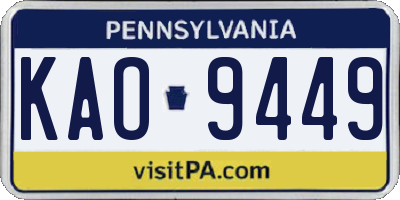 PA license plate KAO9449