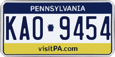 PA license plate KAO9454