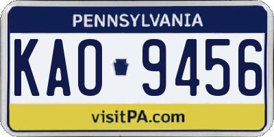 PA license plate KAO9456