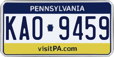 PA license plate KAO9459