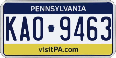 PA license plate KAO9463