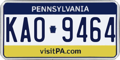 PA license plate KAO9464