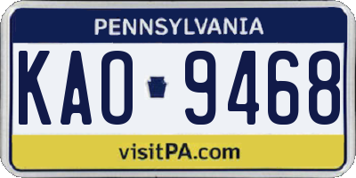 PA license plate KAO9468
