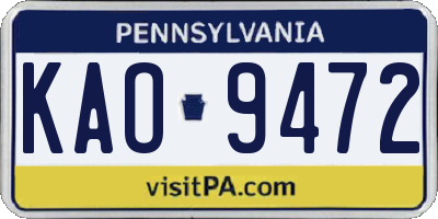 PA license plate KAO9472