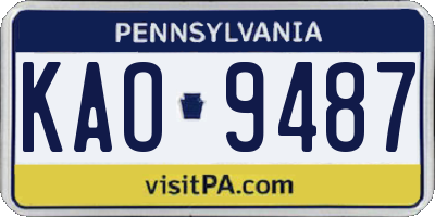 PA license plate KAO9487