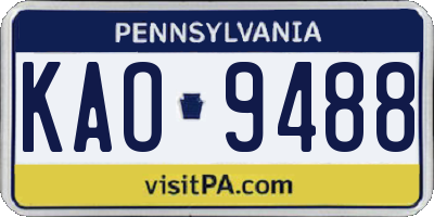 PA license plate KAO9488