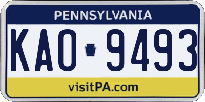 PA license plate KAO9493