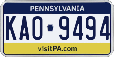 PA license plate KAO9494