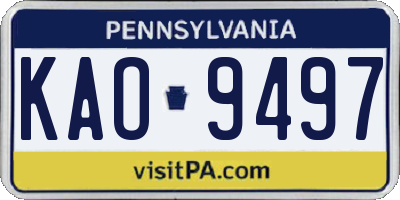PA license plate KAO9497