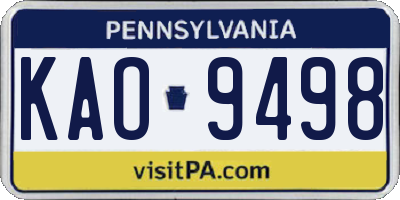 PA license plate KAO9498