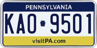 PA license plate KAO9501