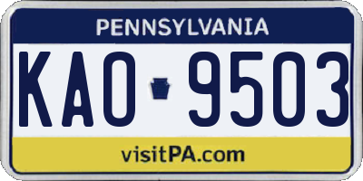 PA license plate KAO9503