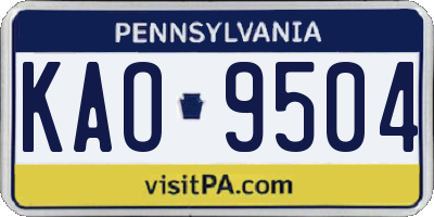 PA license plate KAO9504