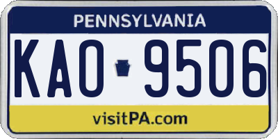 PA license plate KAO9506