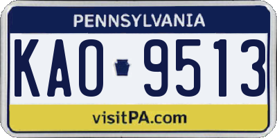 PA license plate KAO9513