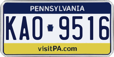 PA license plate KAO9516