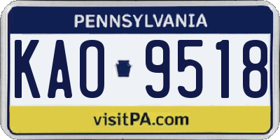 PA license plate KAO9518