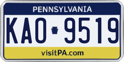 PA license plate KAO9519