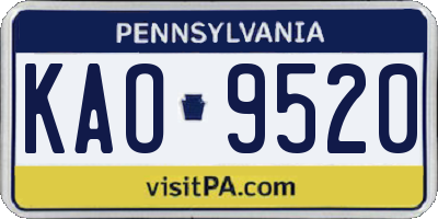 PA license plate KAO9520