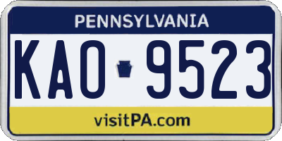 PA license plate KAO9523